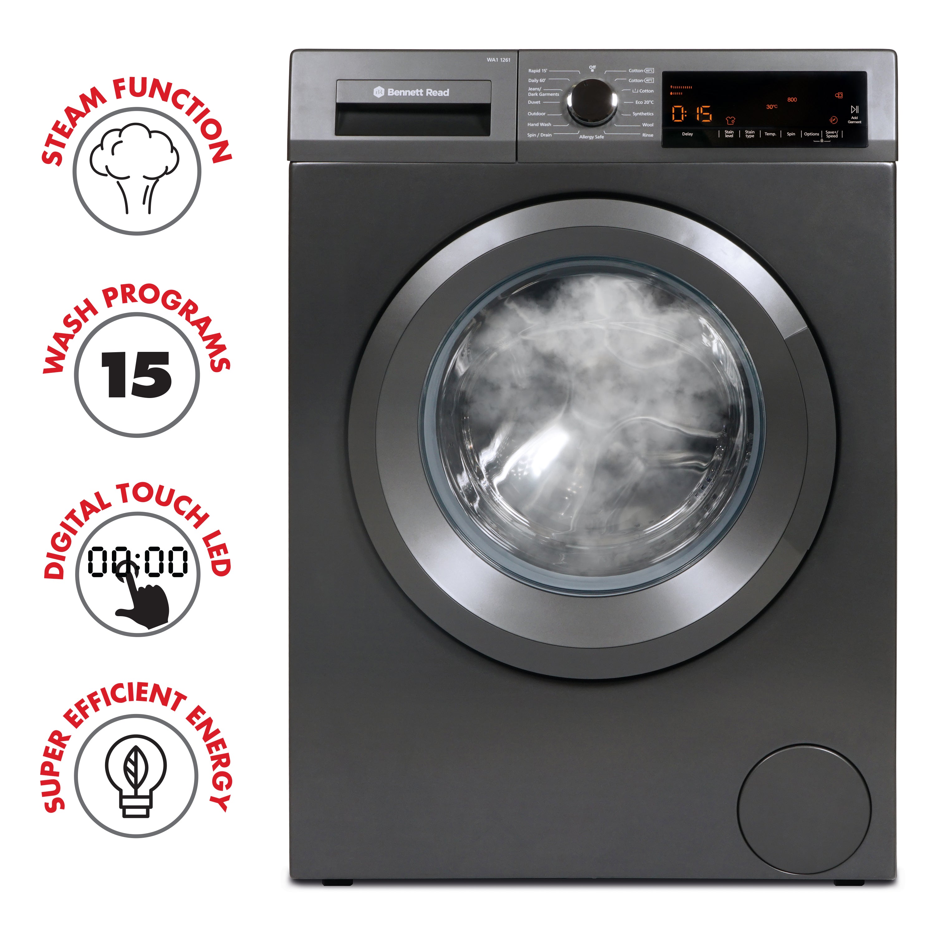 9KG Front Loader Washing Machine Dark Grey Touch