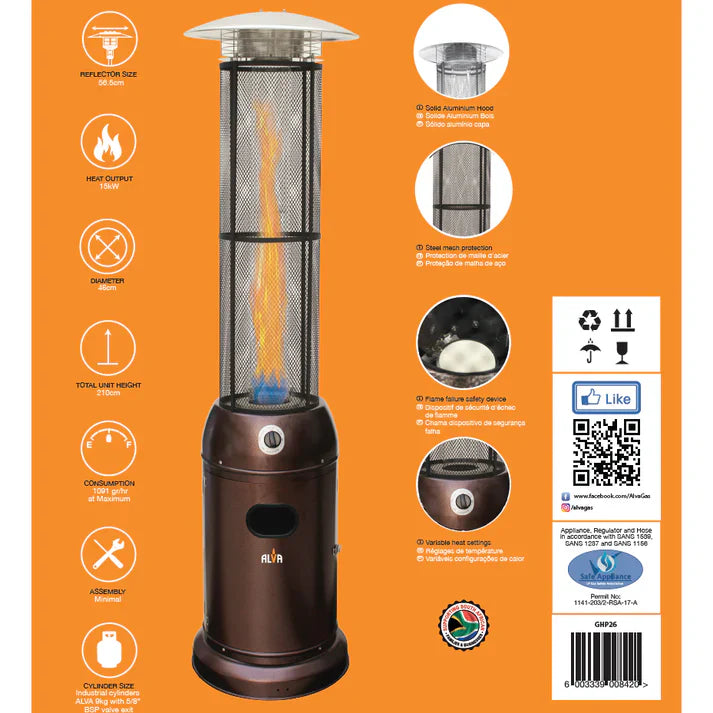 ALVA GHP26 Glass Tube Patio Heater