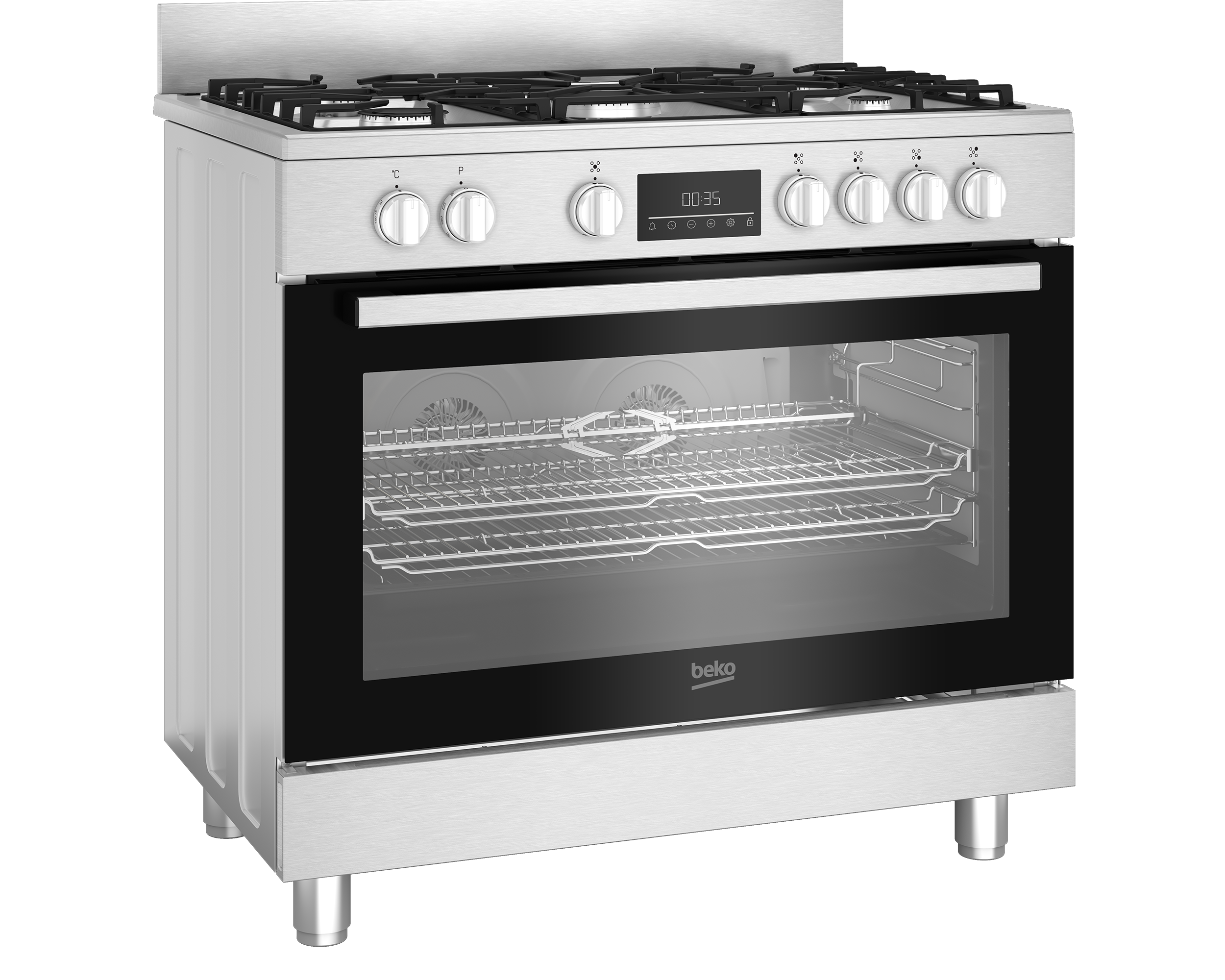 Beko 90cm Stainless Steel Multifunction Gas Range Cooker BGTW11225EX