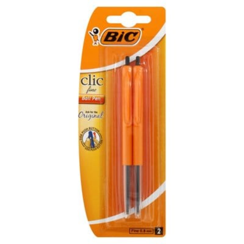 BIC Clic Medium Ballpoint Pens Black Pack Of 2
