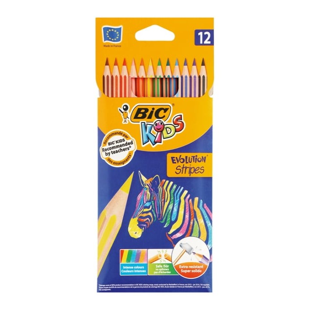 BIC Evolution Stripes Colouring Pencils Assorted 12-Pk