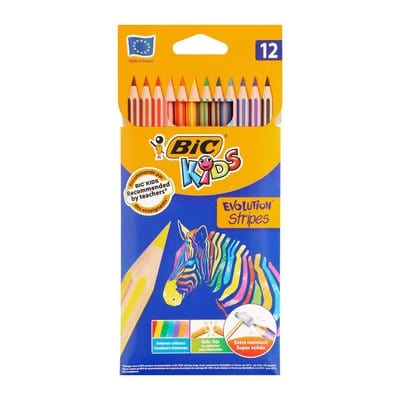 BIC Evolution Stripes Colouring Pencils Assorted 12-Pk