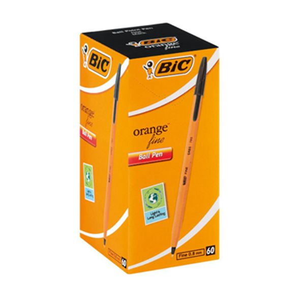 BIC Orange Fine Ball Point Pen Black Box of 60