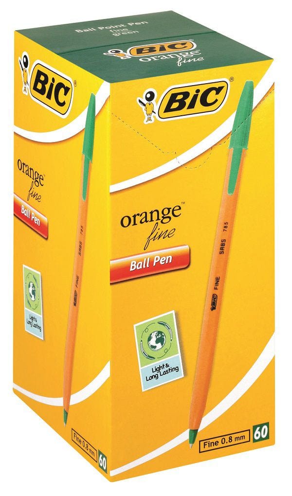 BIC Orange Fine Ball Point Pen Green Box of 60