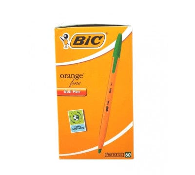 BIC Orange Fine Ball Point Pen Green Box of 60