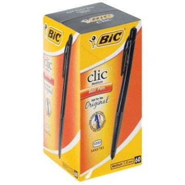 BIC Clic Medium Ballpoint Pens Black Box Of 60
