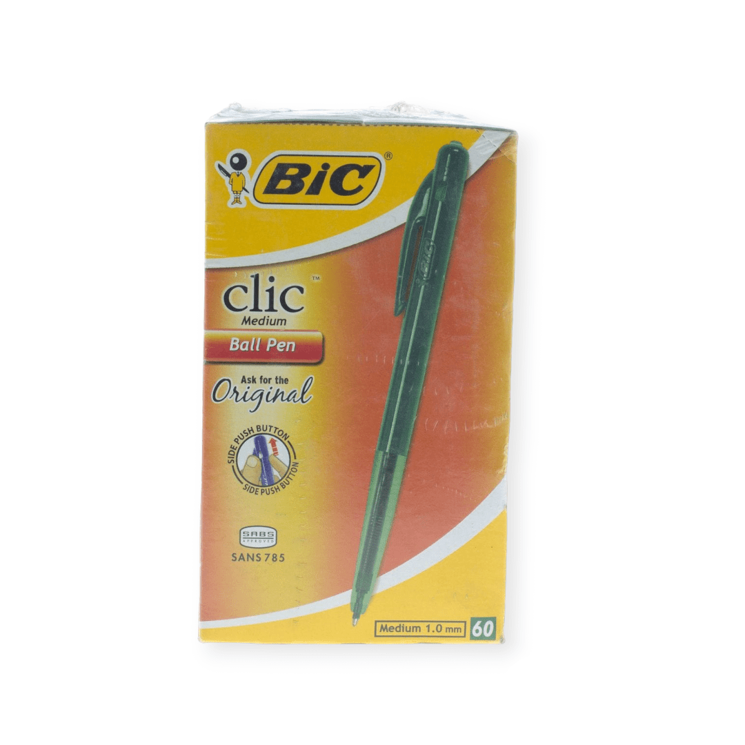 BIC Clic Medium Ballpoint Pens Green Box of 60