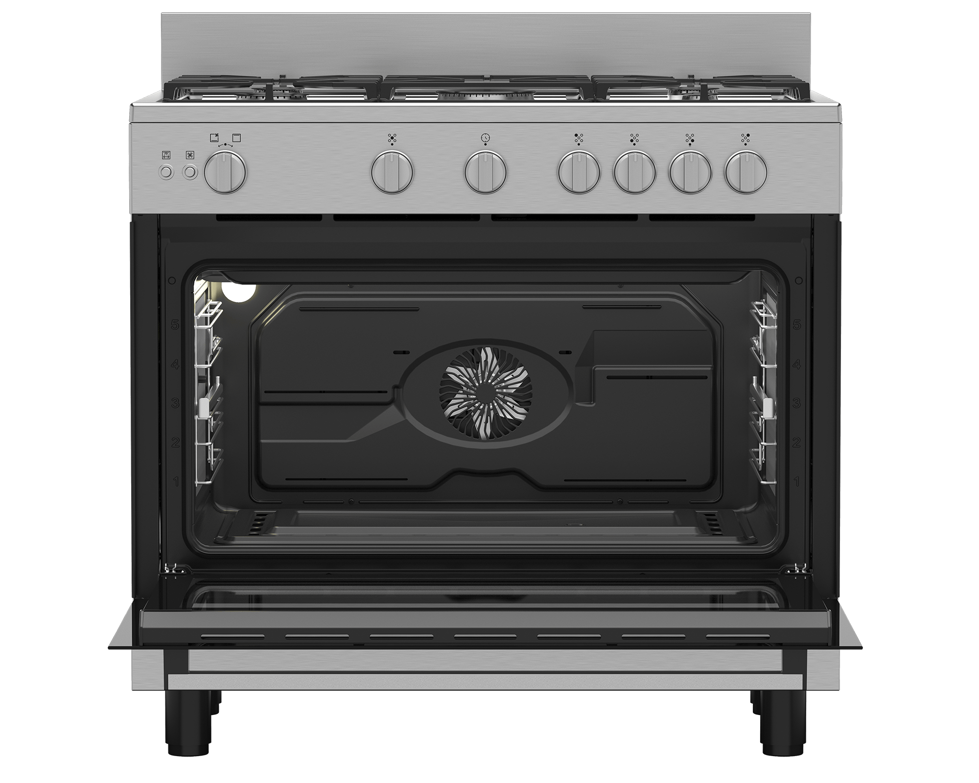 Defy 90cm Inox 5 Burner Full Gas Range Cooker + Turnspit DGS90G