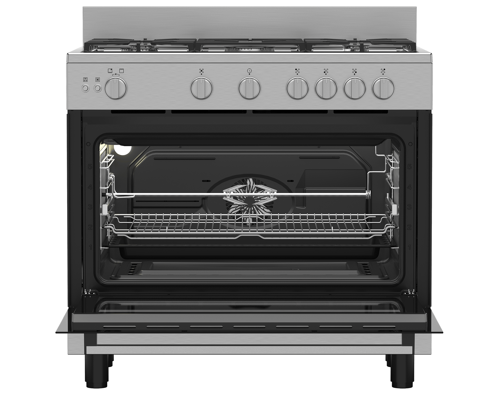 Defy 90cm Inox 5 Burner Full Gas Range Cooker + Turnspit DGS90G