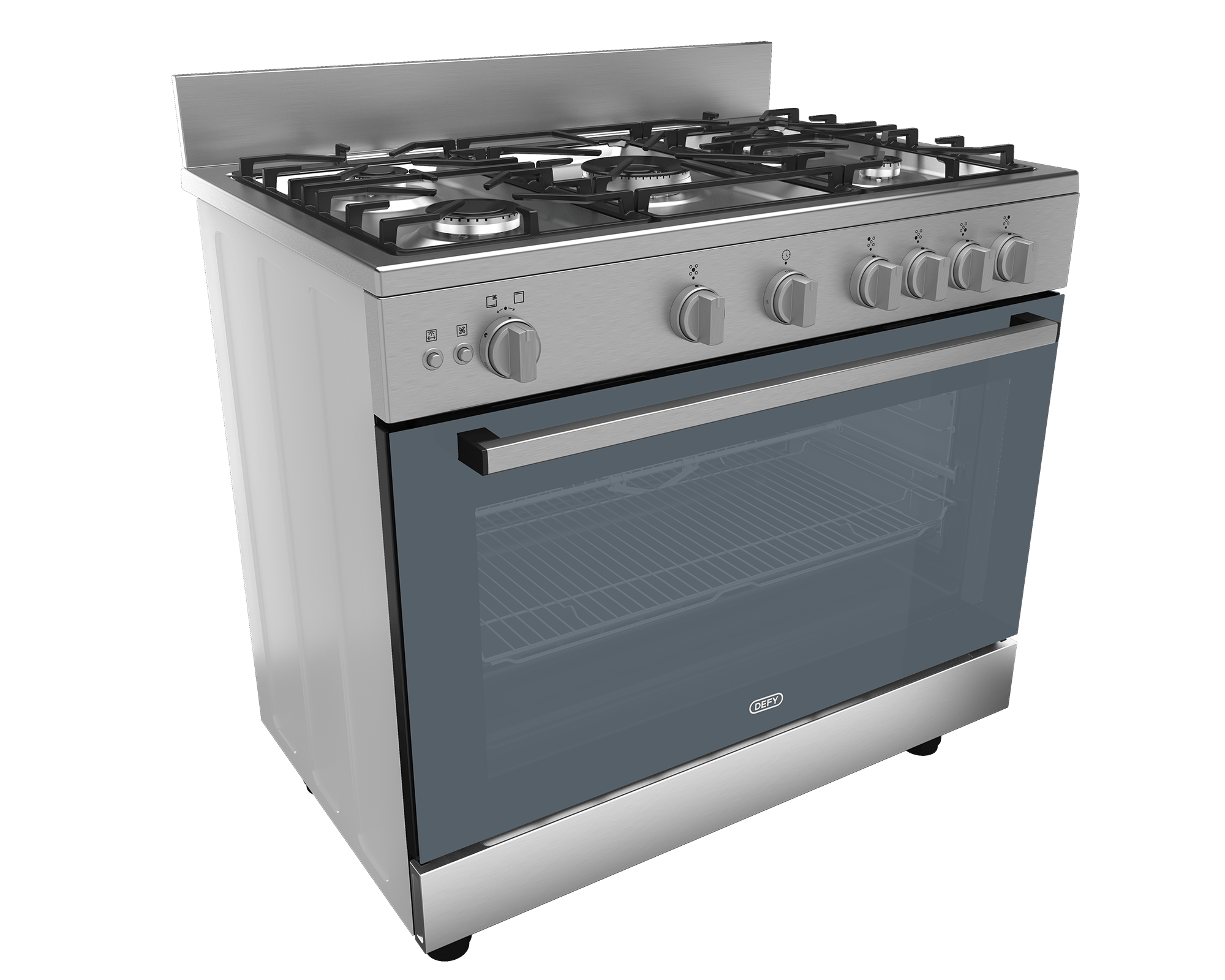 Defy 90cm Inox 5 Burner Full Gas Range Cooker + Turnspit DGS90G