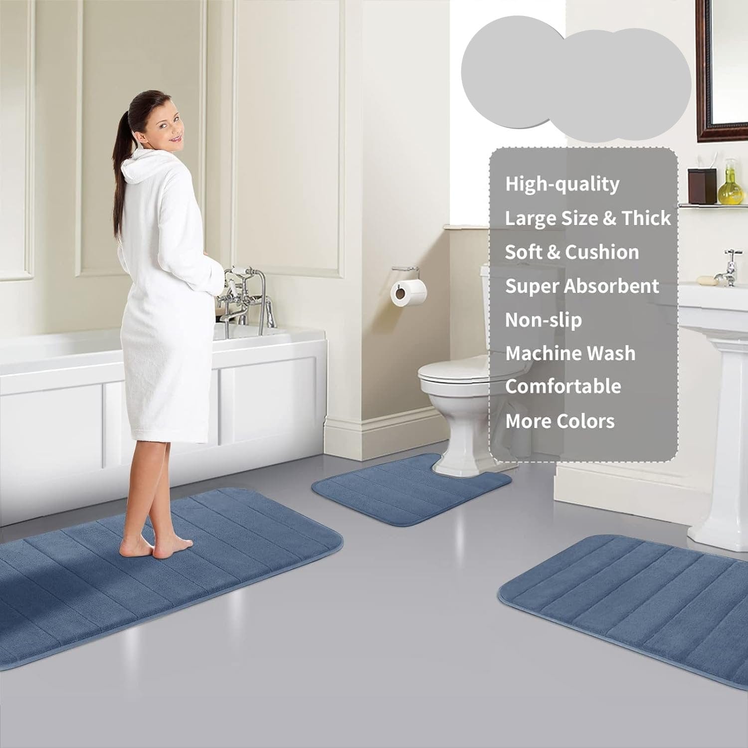 Drimat Memory Foam Bath Mat Airforce Blue