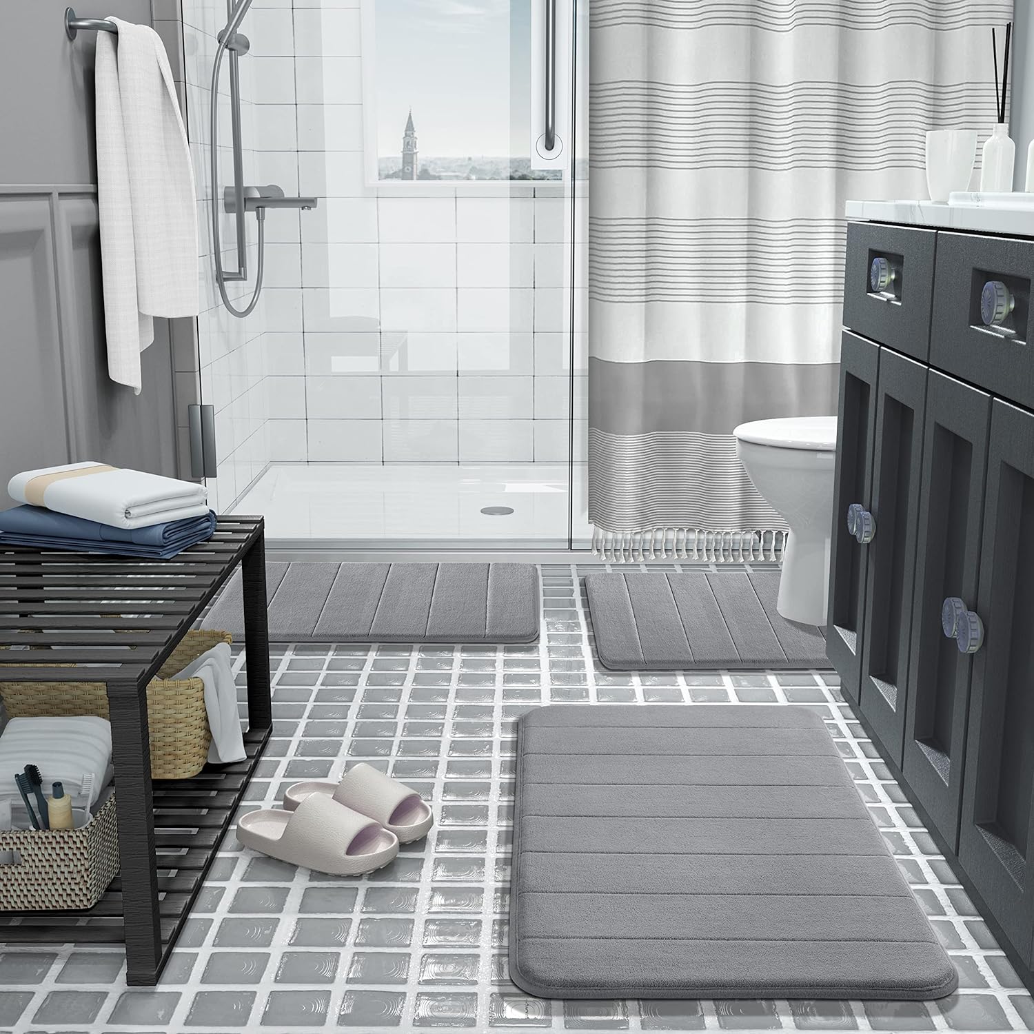 Drimat Memory Foam Bath Mat Grey