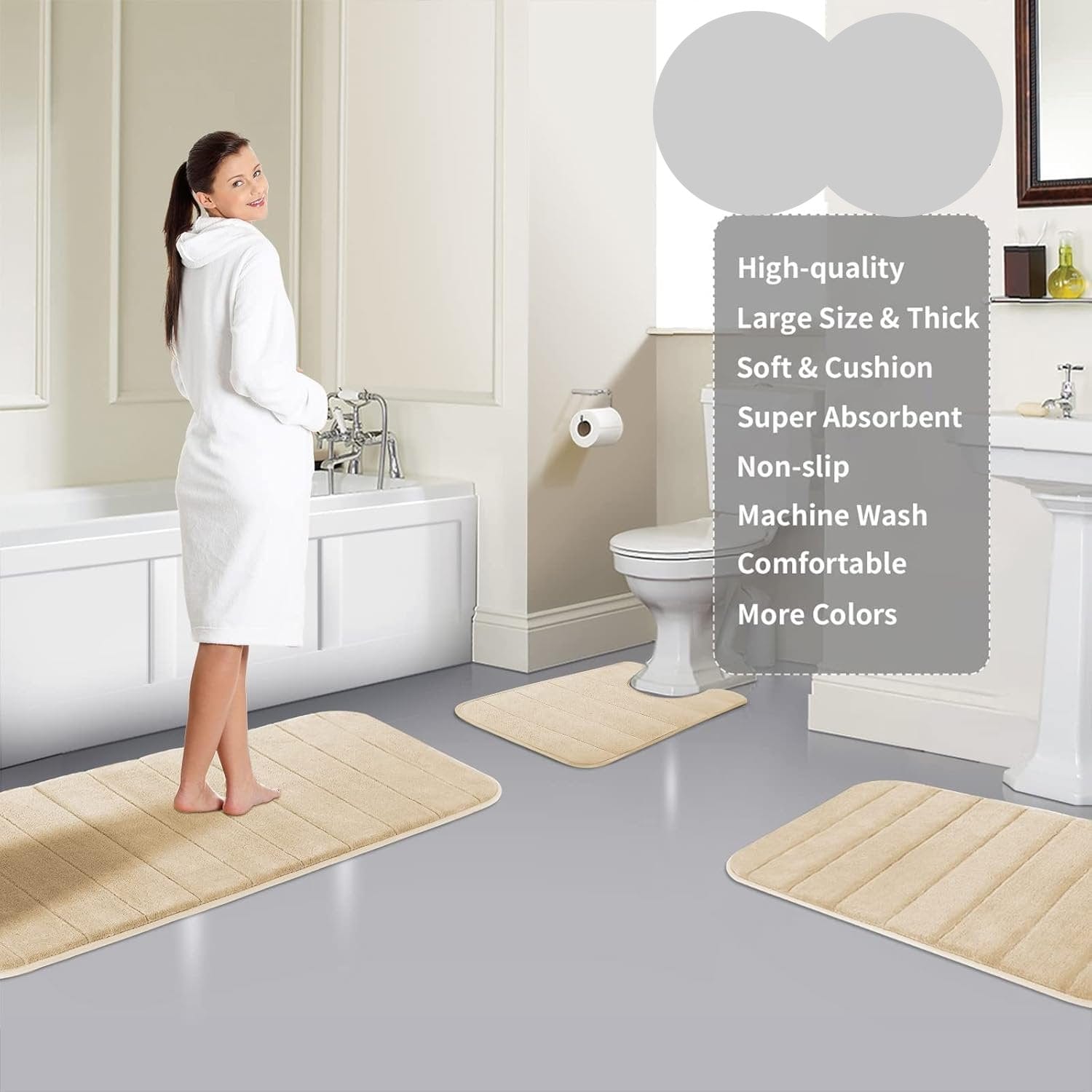 Drimat Memory Foam Bath Mat Stone