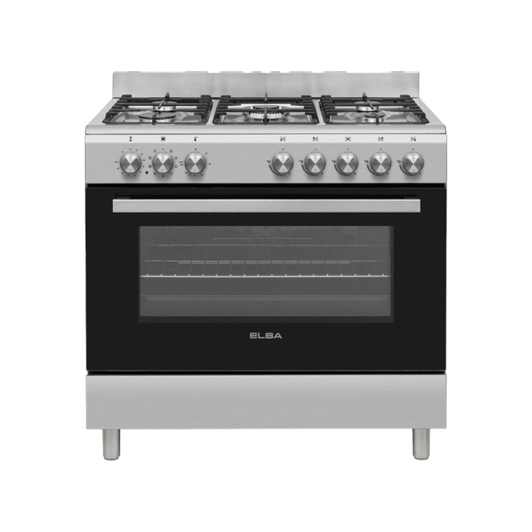 Elba Essential 90CM Stainless Steel 5 Burner Gas Cooker With Electric Oven