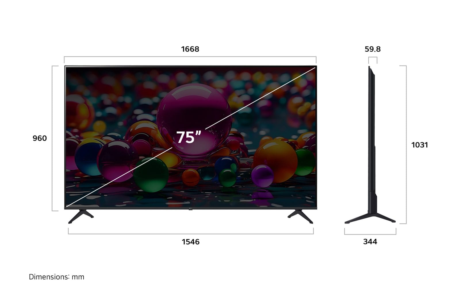 LG  86 Inch LG UHD AI UA854K Smart TV AI Magic Remote HDR10 webOS25 2025 86UA85006LA.AFAQ