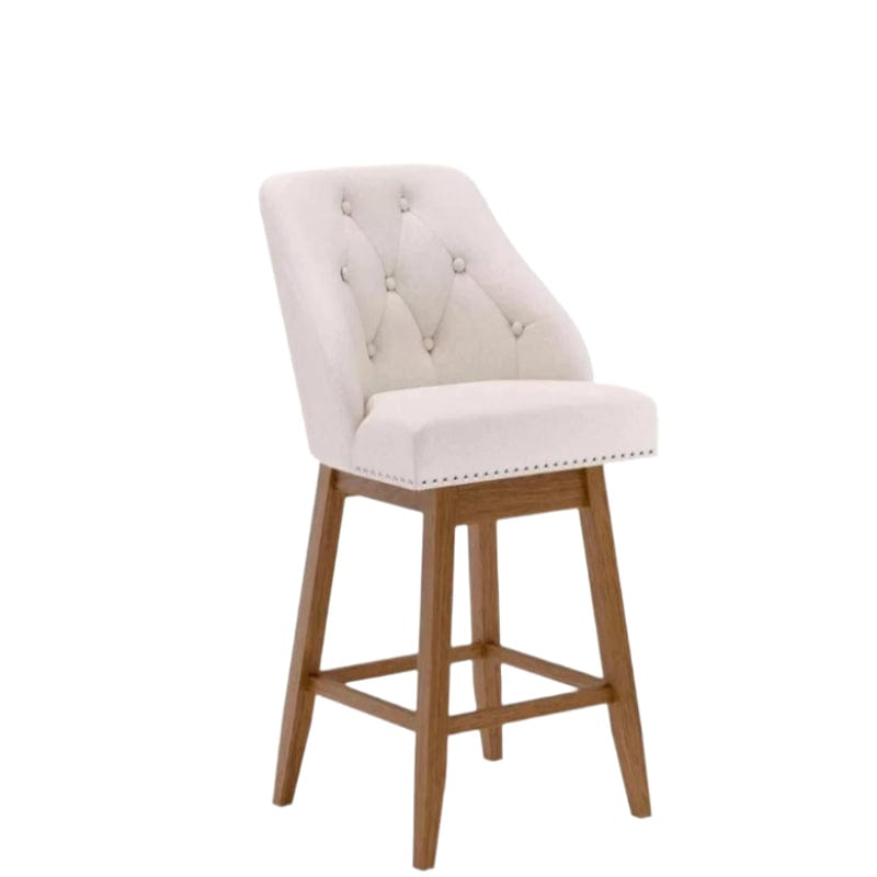 Bar Stool Button Swivel Cream linen 30 Inch