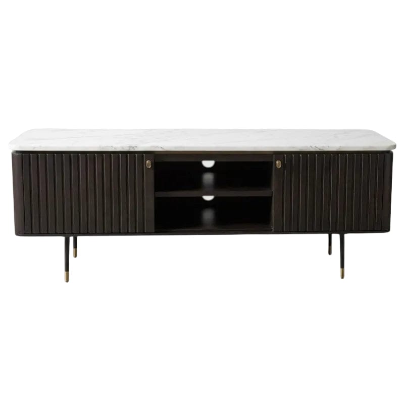 Royal Tv Stand Black & White Marble on Top