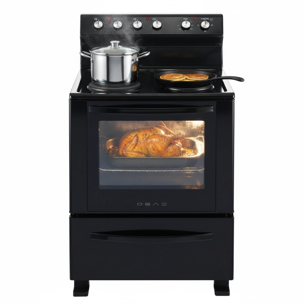 OBAC Black 50cm Free Standing Electric Stove OB560RC
