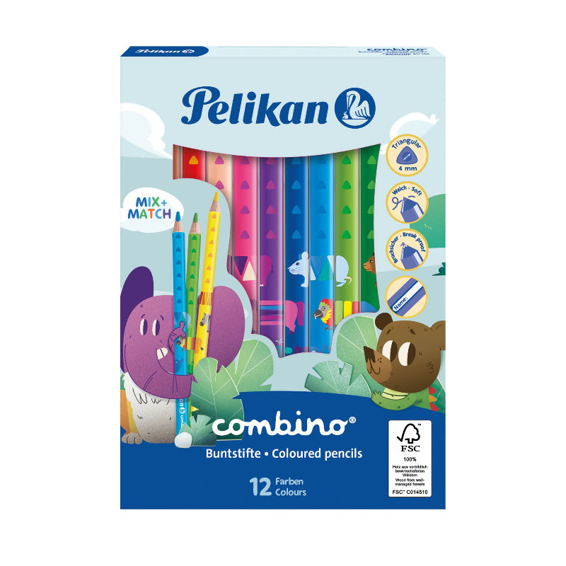 Pelikan Combino® Triangular Colored Pencils, Thick, 12 Colors 811194