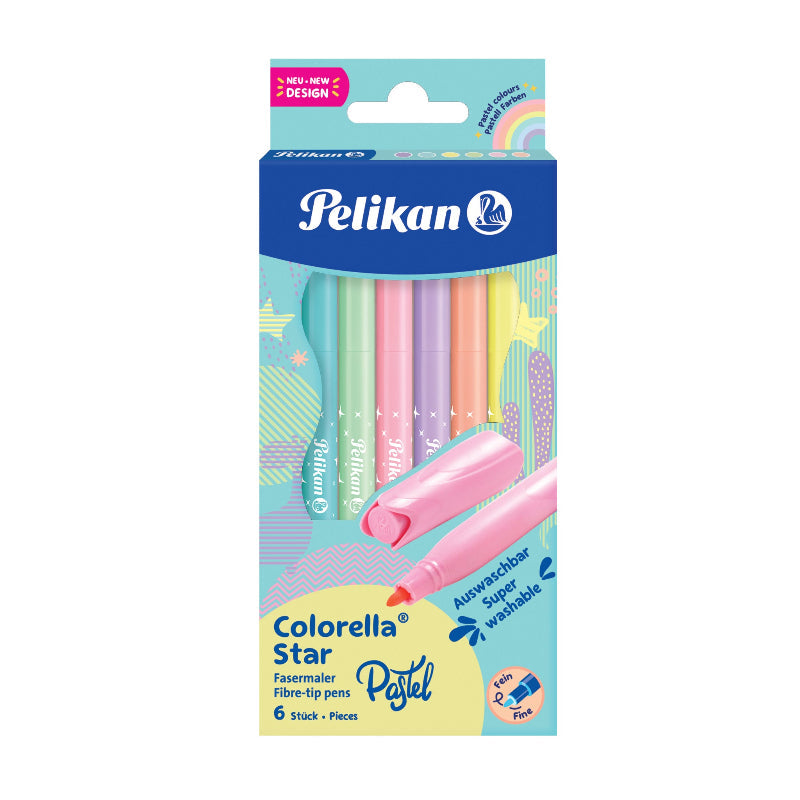 Pelikan Fiber-Tip Pens Colorella Star Pastel, 6 Colors C302 822282