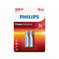 Philips Power Alkaline AAA Batteries (2-Pack) | LR03 1.5V Long-Lasting SM09537