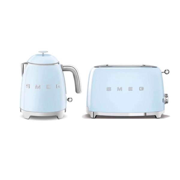 Smeg Pastel blue  Retro Kettle and 2 Slice Toaster Bundle