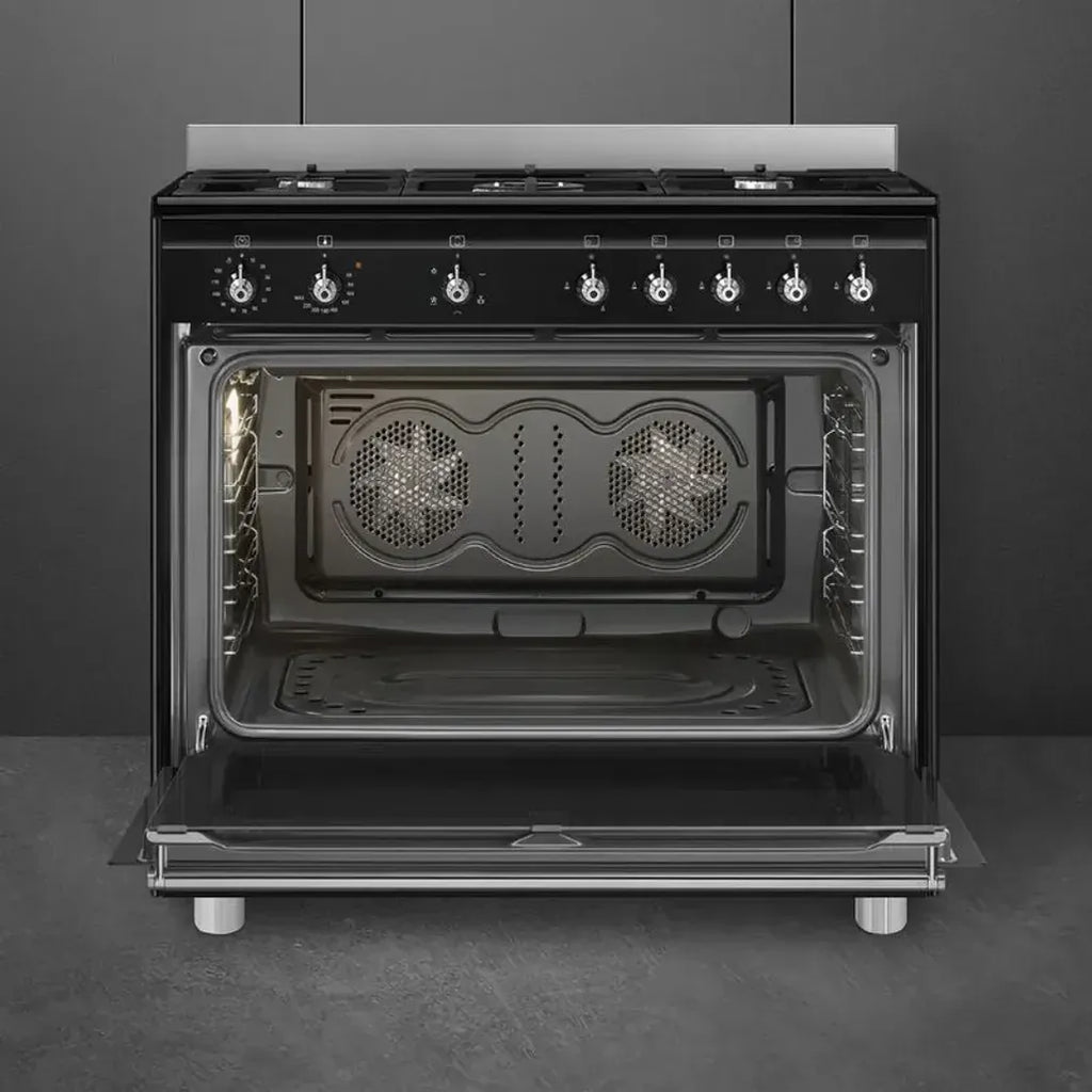 Smeg 90cm Black Classica Gas Cooker SSA91GGBL2