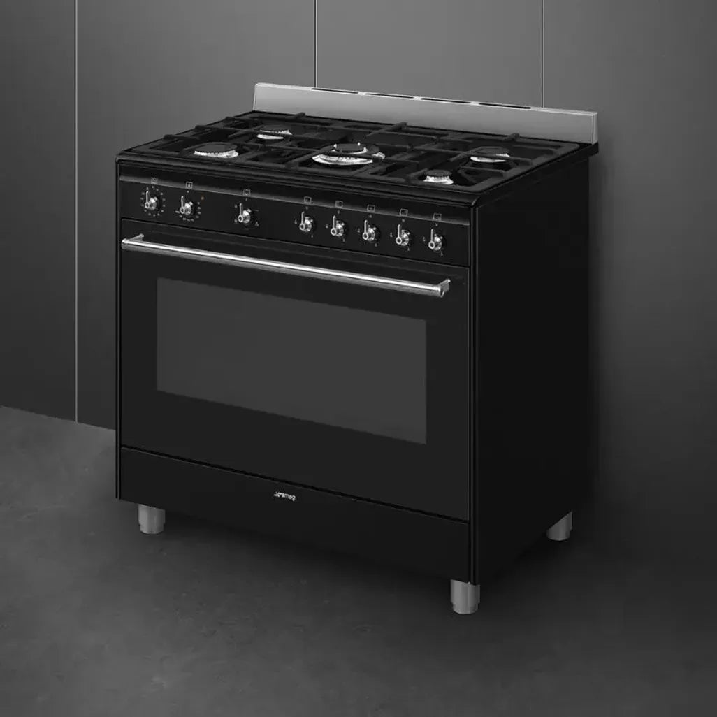 Smeg 90cm Black Classica Gas Cooker SSA91GGBL2