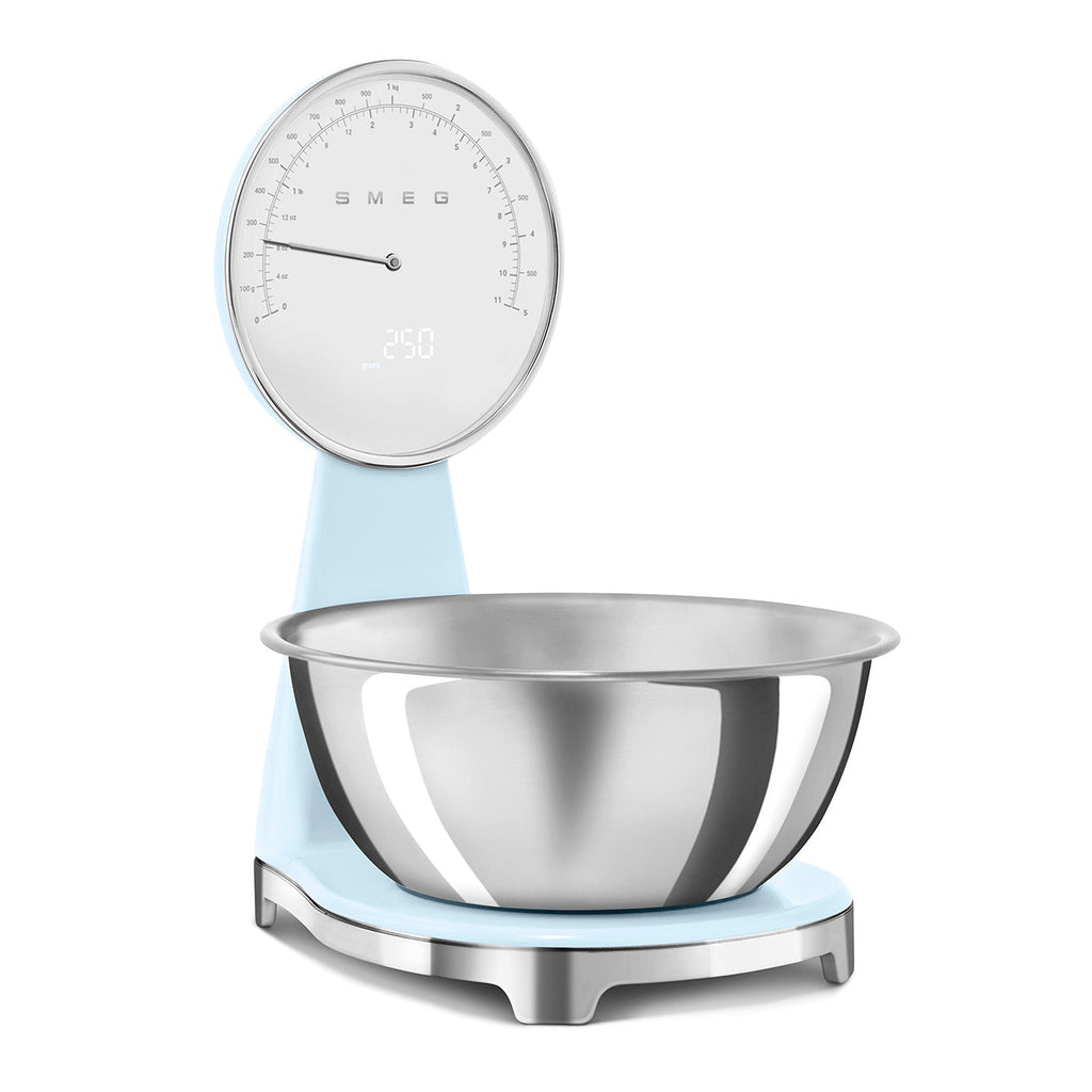 Smeg 50's Style Analog And Digital Kitchen Scale Pastel Blue Glossy KSF01PBWW