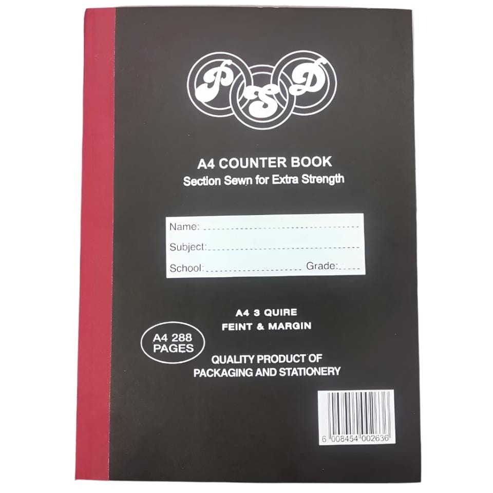 PSD 288 Page A4 3 Quire Feint & Margin Counter Book