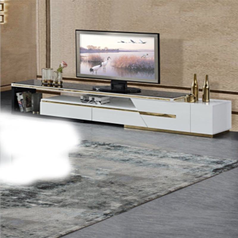 Alethea Extendable Tv Stand Gloss Black & White 9923-HCBK/WT