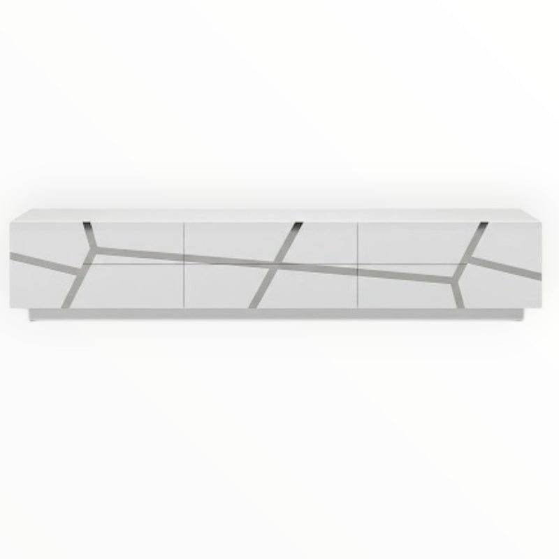 Aida TV Stand Gloss White & Silver