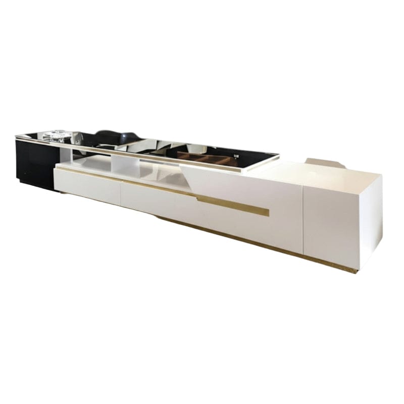 Alethea Extendable Tv Stand Gloss Black & White 9923-HCBK/WT