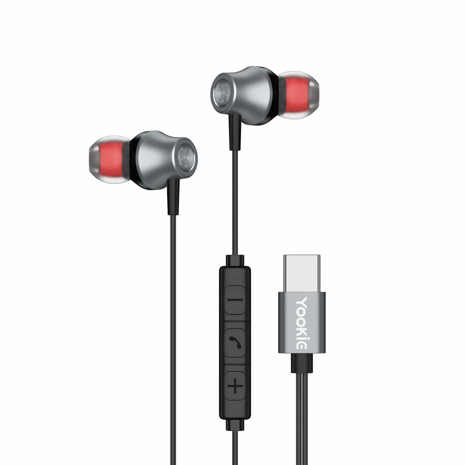 Yookie YTL-11 Wired Earphones Type-C – Black/Silver