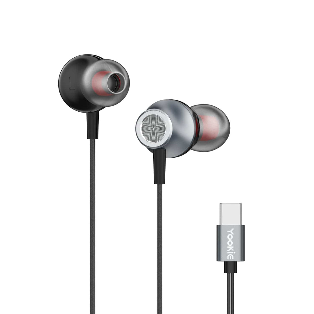 Yookie YTL-11 Wired Earphones Type-C – Black/Silver