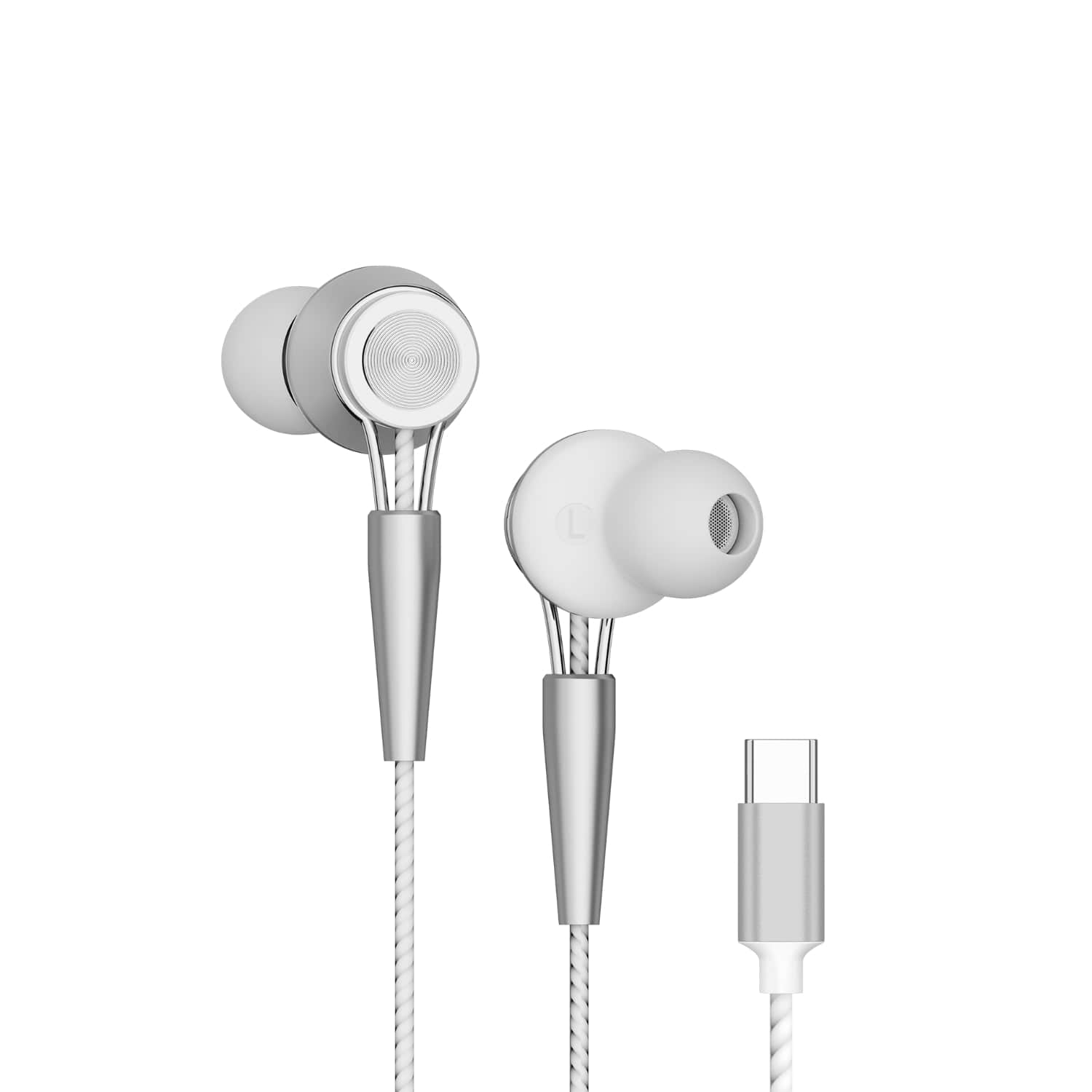 Yookie YTL-15 Wired Earphones Type-C – White/Silver