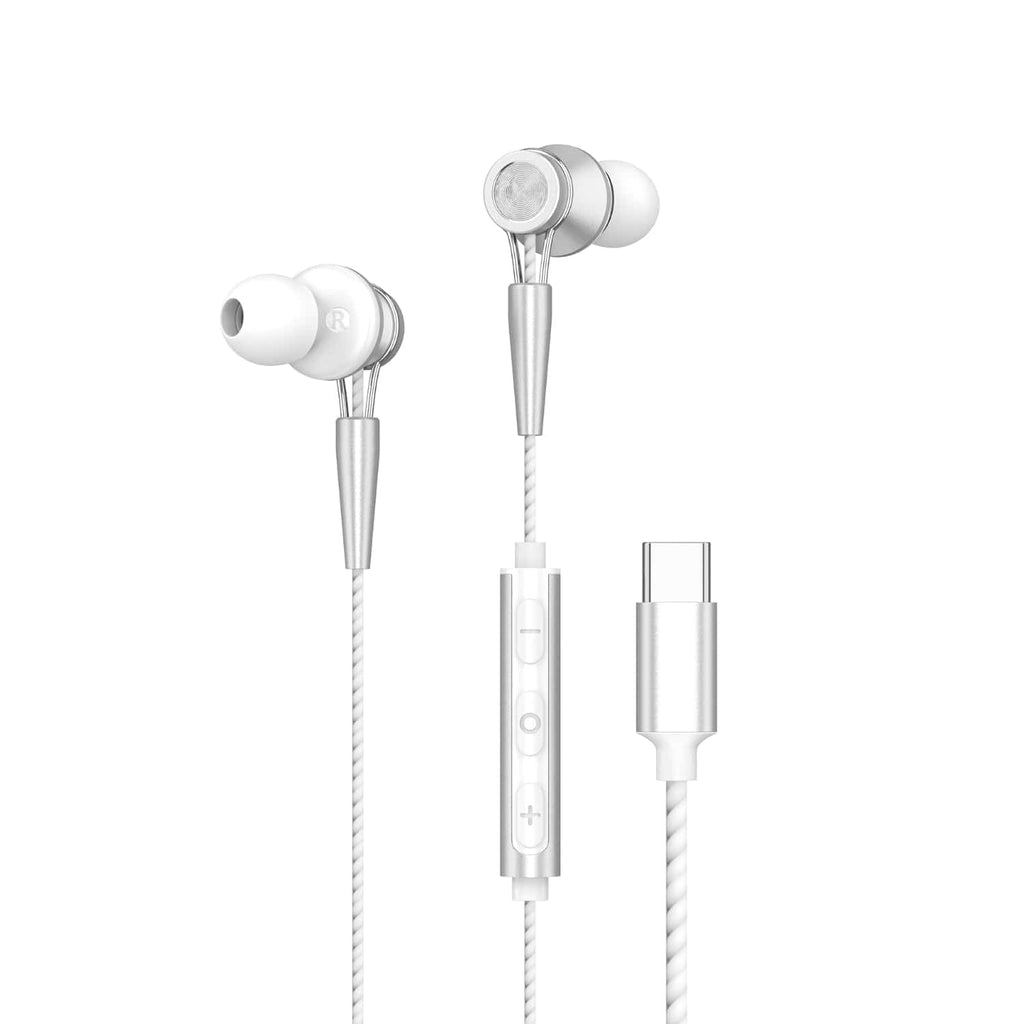 Yookie YTL-15 Wired Earphones Type-C – White/Silver
